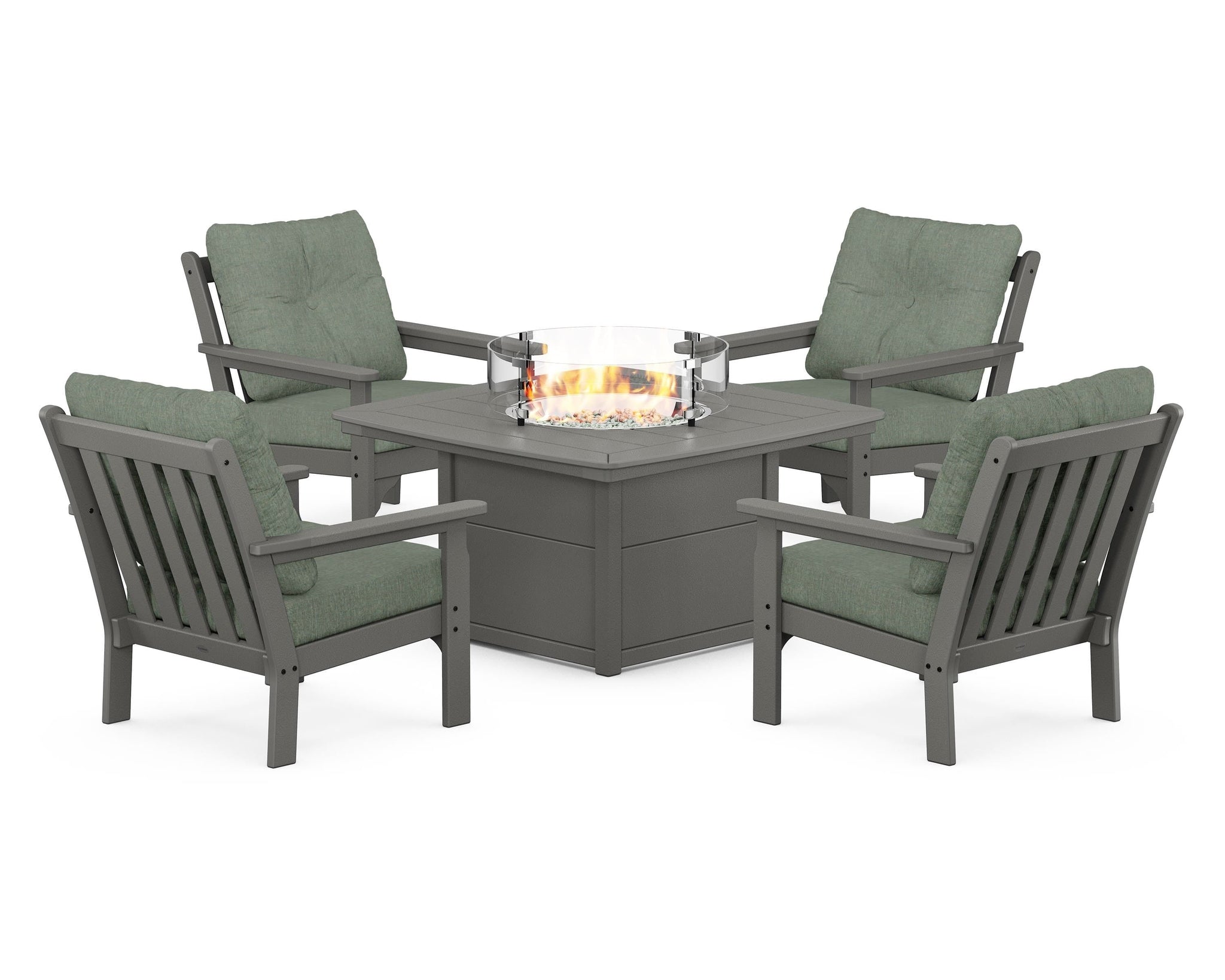 Vineyard 5-Piece Conversation Set with Fire Pit Table
