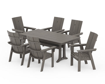 Modern Curveback Adirondack 7-Piece Farmhouse Dining Set with Trestle Legs