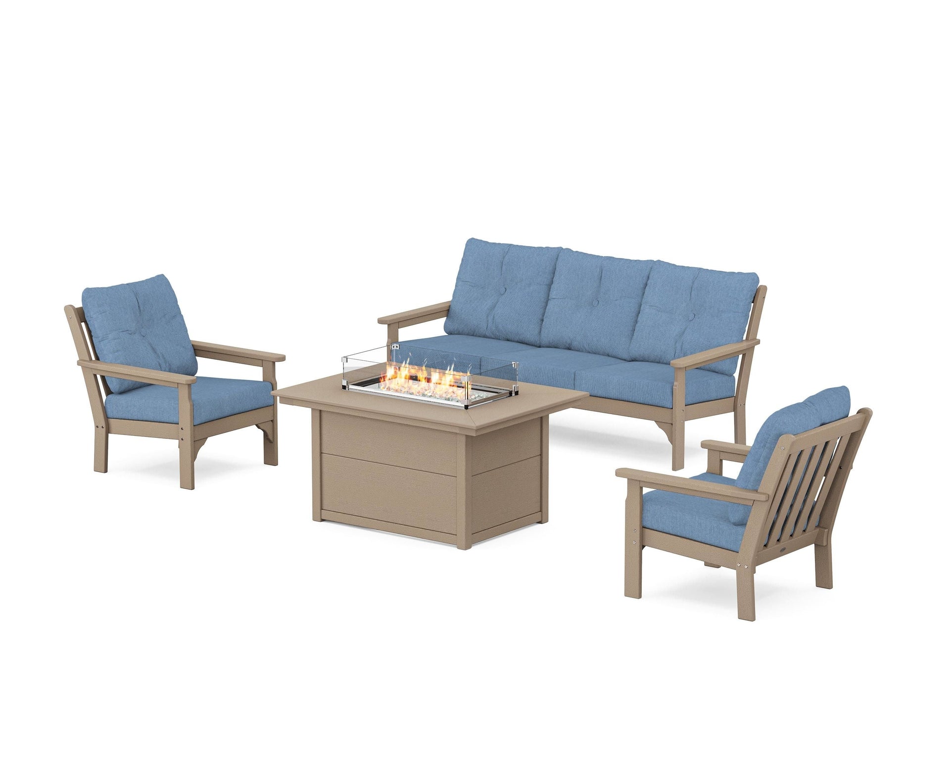 Vineyard Deep Seating Fire Pit Table Set
