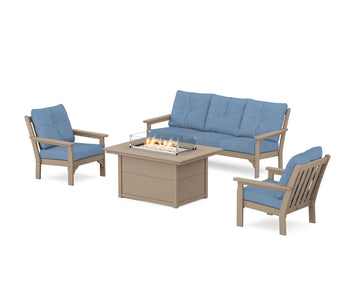 Vineyard Deep Seating Fire Pit Table Set