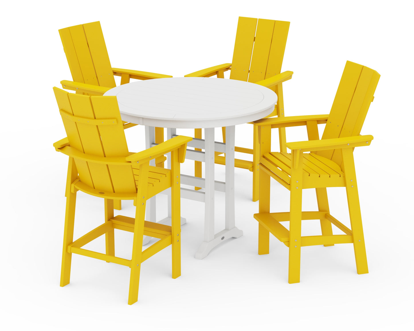 Modern Curveback Adirondack 5-Piece Nautical Trestle Bar Set
