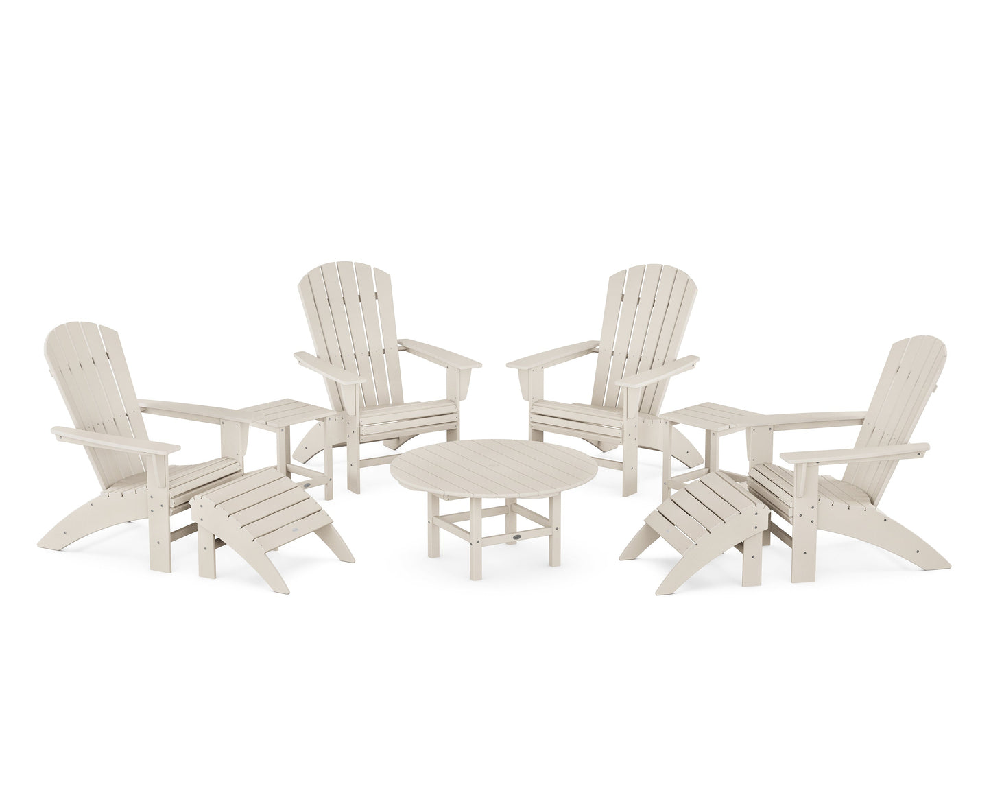 Nautical Curveback Adirondack Chair 9-Piece Conversation Set