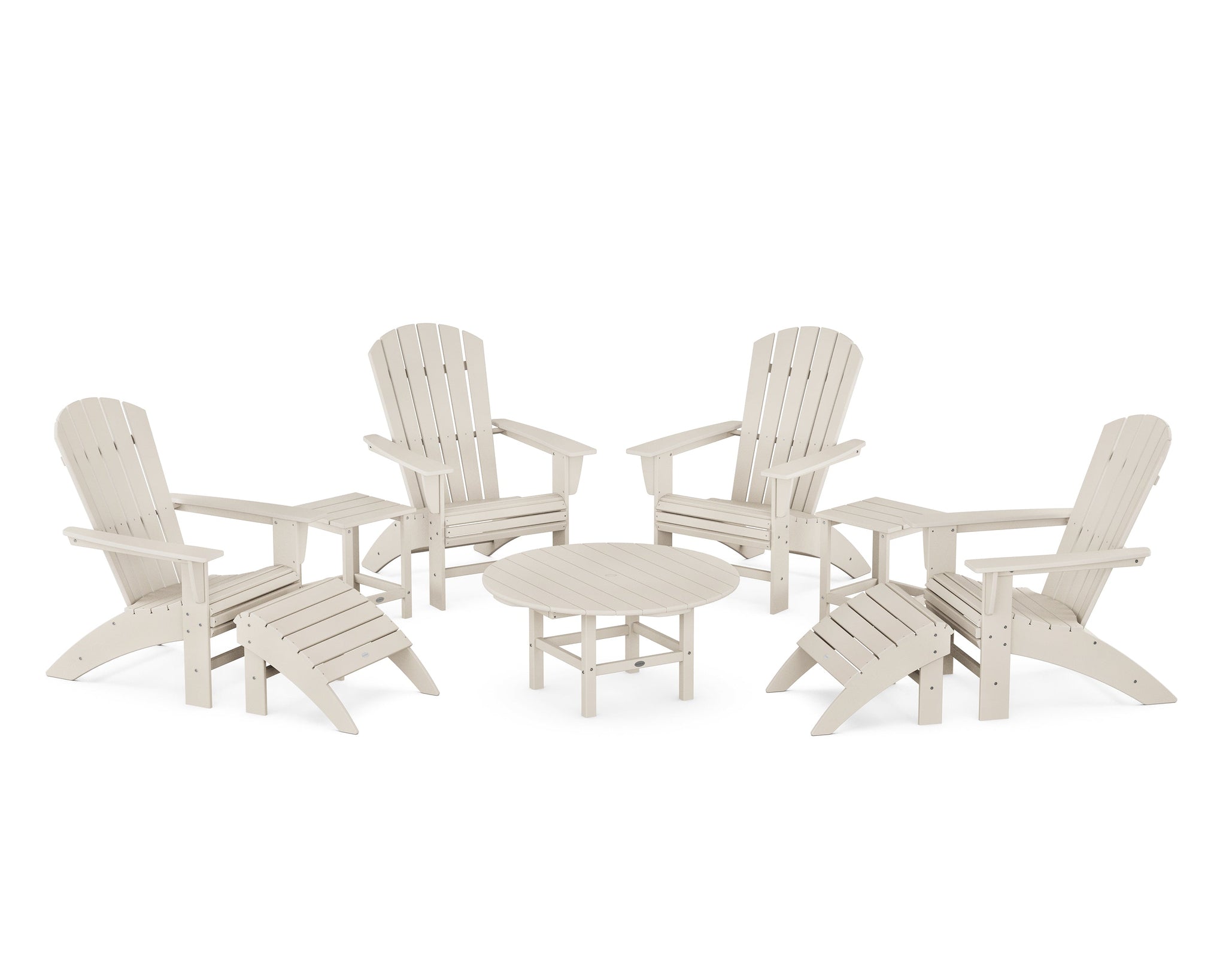 Nautical Curveback Adirondack Chair 9-Piece Conversation Set
