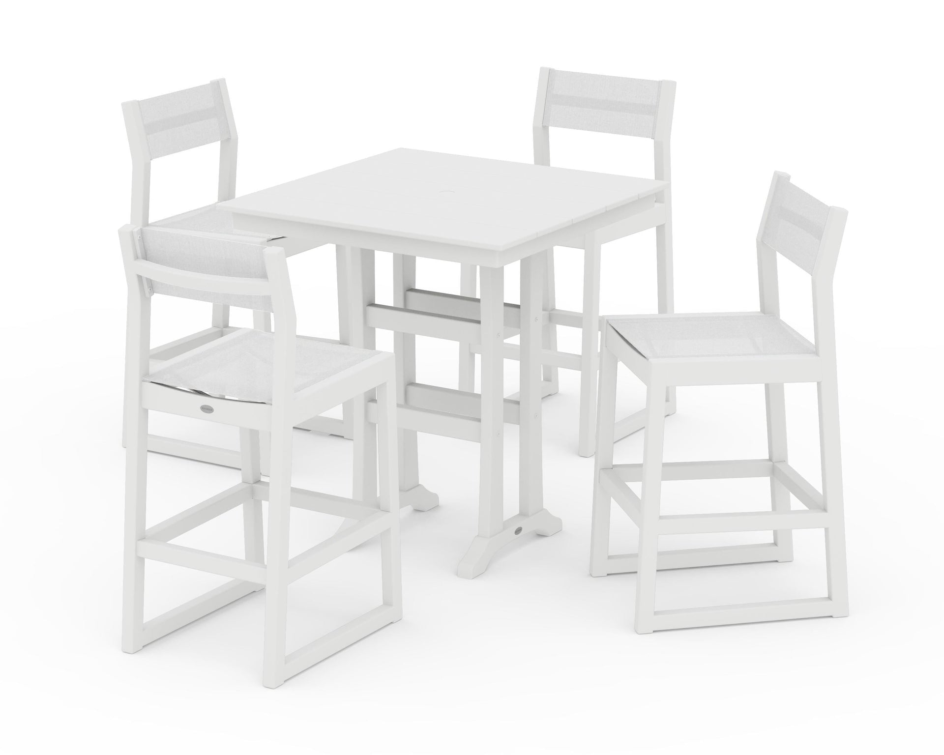 EDGE Sling Arm Chair 5-Piece Farmhouse Bar Set with Trestle Legs