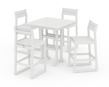 EDGE Sling Arm Chair 5-Piece Farmhouse Bar Set with Trestle Legs