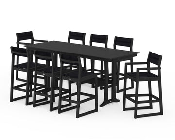 EDGE Sling 9-Piece Farmhouse Bar Set with Trestle Legs