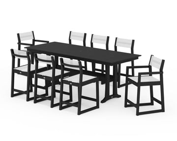 EDGE Sling 9-Piece Farmhouse Counter Set with Trestle Legs