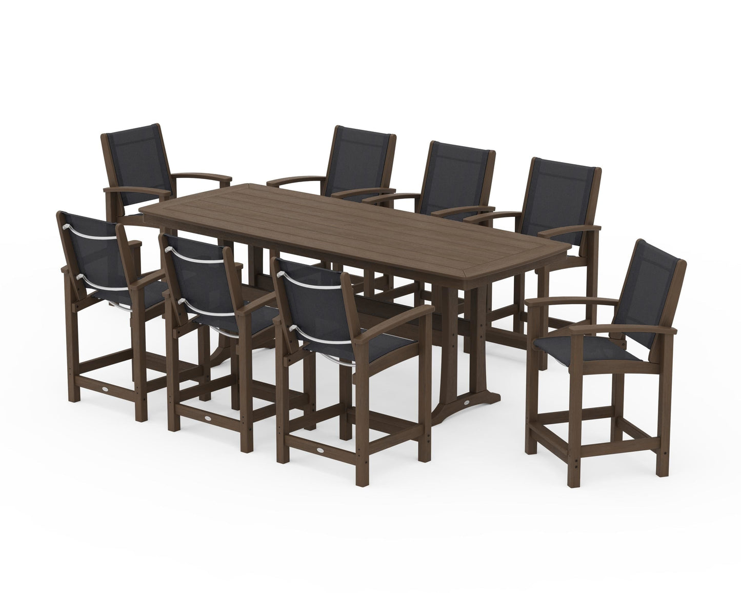 Coastal 9-Piece Counter Set with Trestle Legs