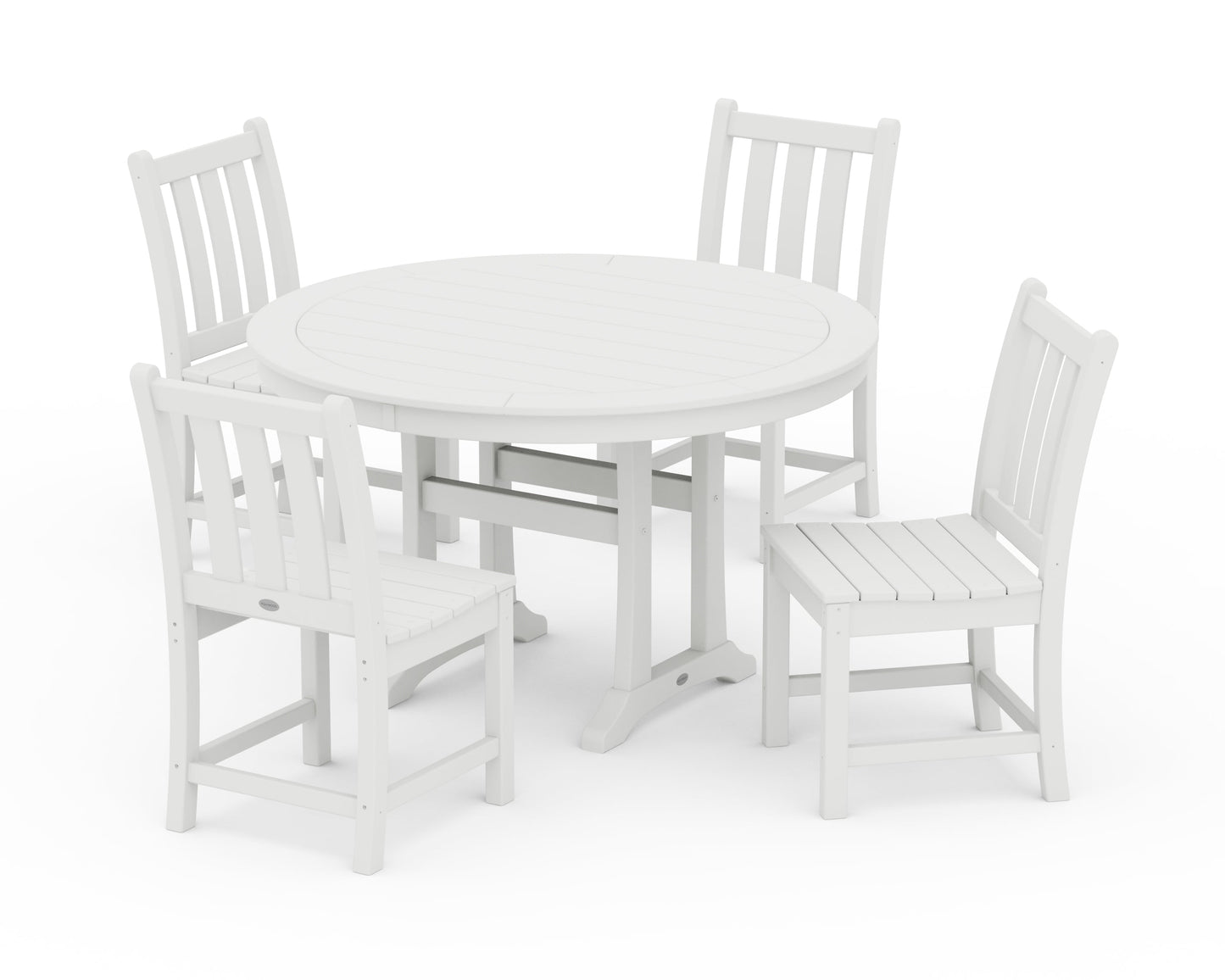 Traditional Garden Side Chair 5-Piece Round Dining Set With Trestle Legs