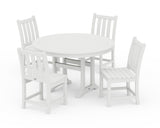Traditional Garden Side Chair 5-Piece Round Dining Set With Trestle Legs