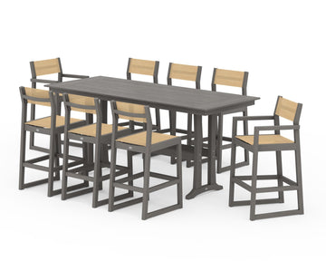 EDGE Sling 9-Piece Farmhouse Bar Set with Trestle Legs