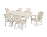 Seashell 7-Piece Farmhouse Dining Set with Trestle Legs