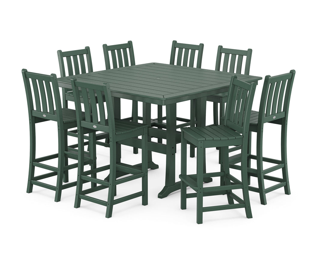 Traditional Garden 9-Piece Nautical Trestle Bar Set