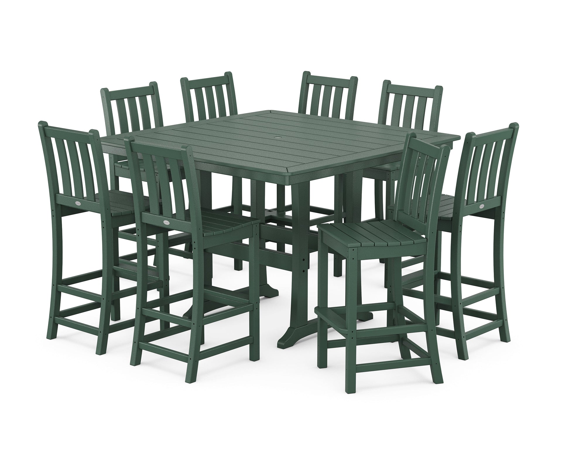 Traditional Garden 9-Piece Nautical Trestle Bar Set