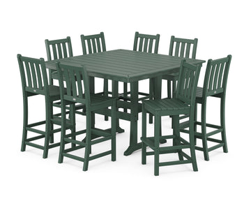 Traditional Garden 9-Piece Nautical Trestle Bar Set