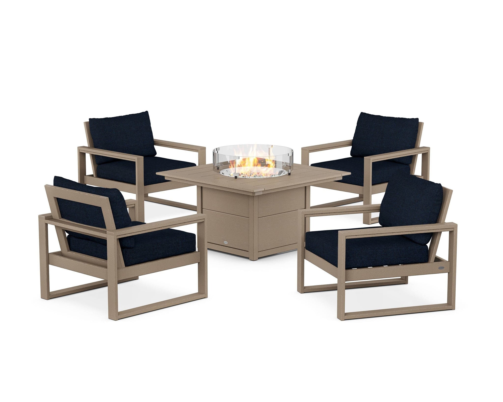 EDGE Sectional 5-Piece Deep Seating Set with Fire Pit Table
