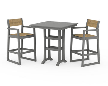 EDGE Sling Arm Chair 3-Piece Farmhouse Bar Set with Trestle Legs