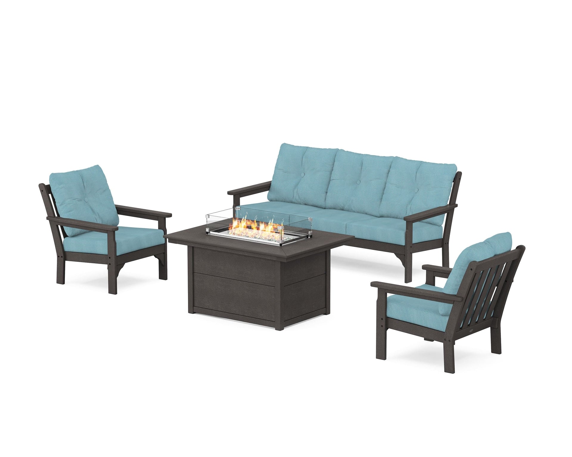 Vineyard Deep Seating Fire Pit Table Set