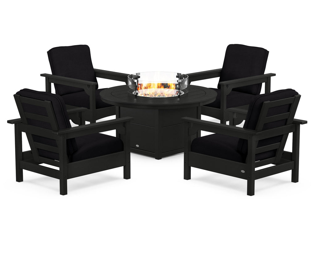 Club 5-Piece Conversation Set with Fire Pit Table