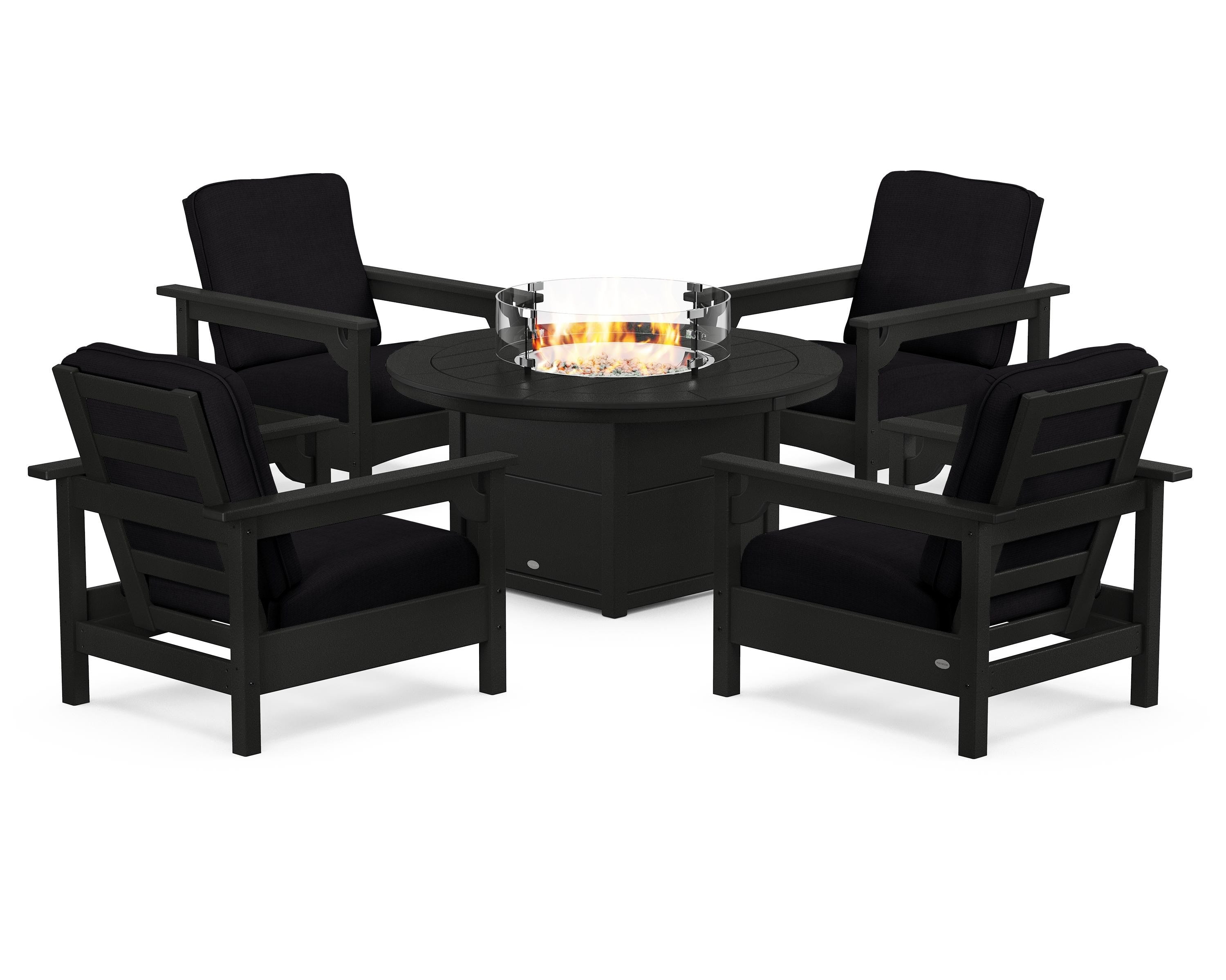 Club 5-Piece Conversation Set with Fire Pit Table