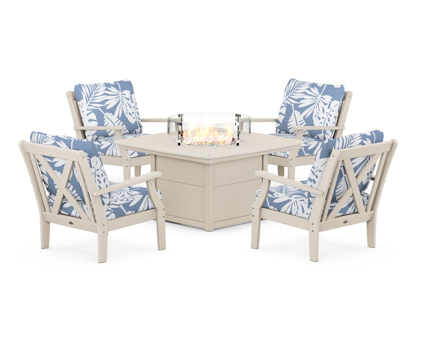 Braxton 5-Piece Deep Seating Conversation Set with Fire Pit Table
