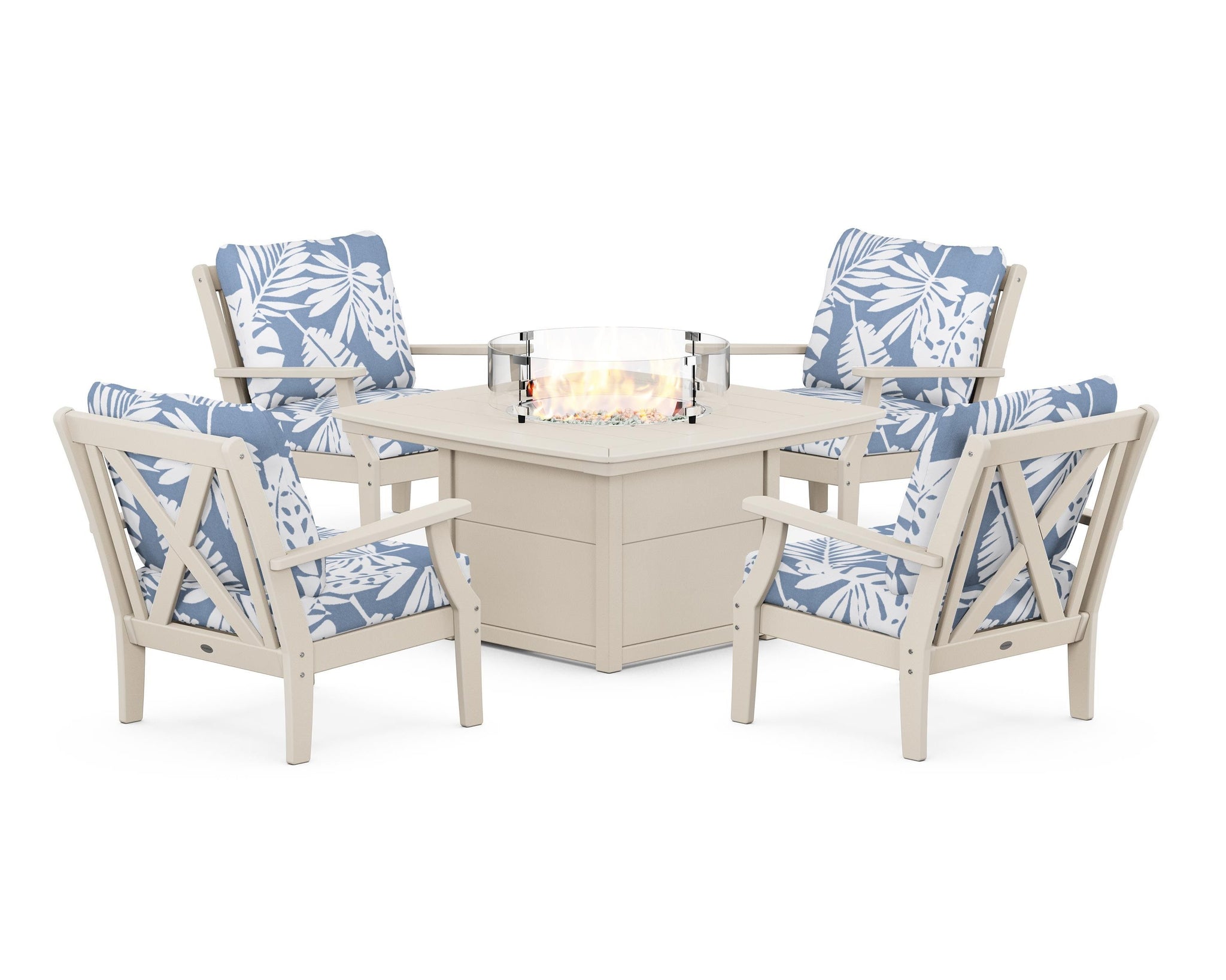 Braxton 5-Piece Deep Seating Conversation Set with Fire Pit Table