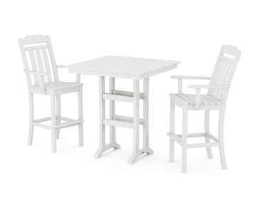 Cottage 3-Piece Farmhouse Bar Set with Trestle Legs