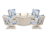 Braxton 5-Piece Deep Seating Swivel Conversation Set with Fire Pit Table