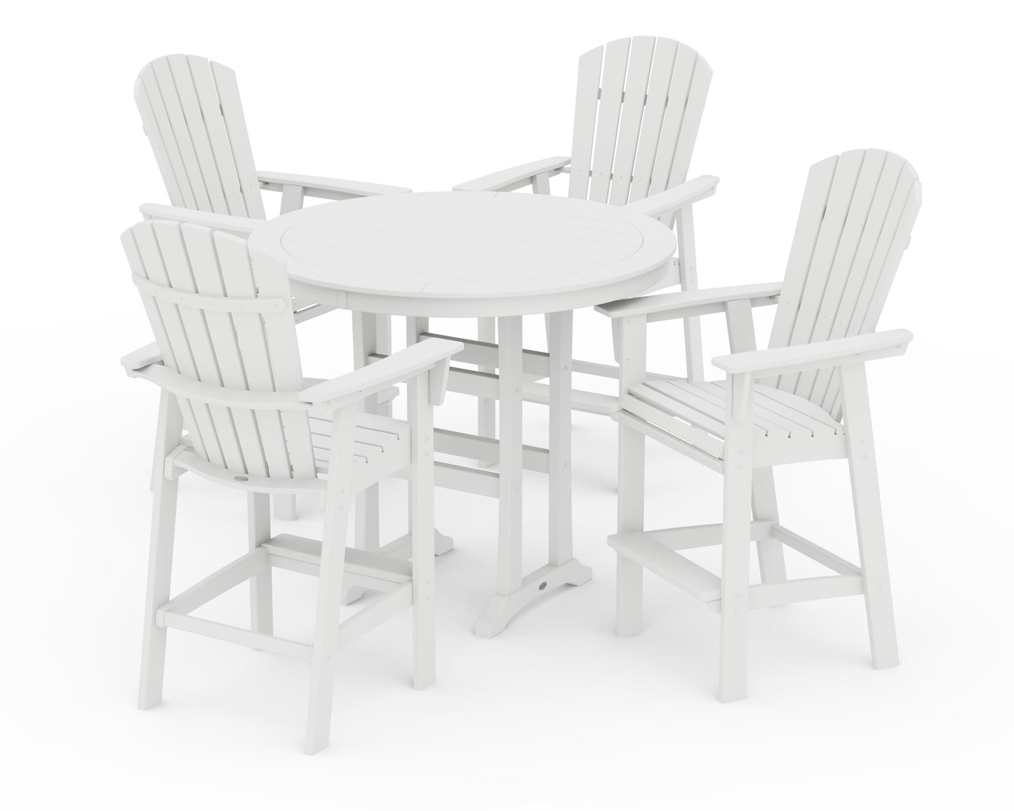 Nautical Curveback Adirondack 5-Piece Round Trestle Bar Set