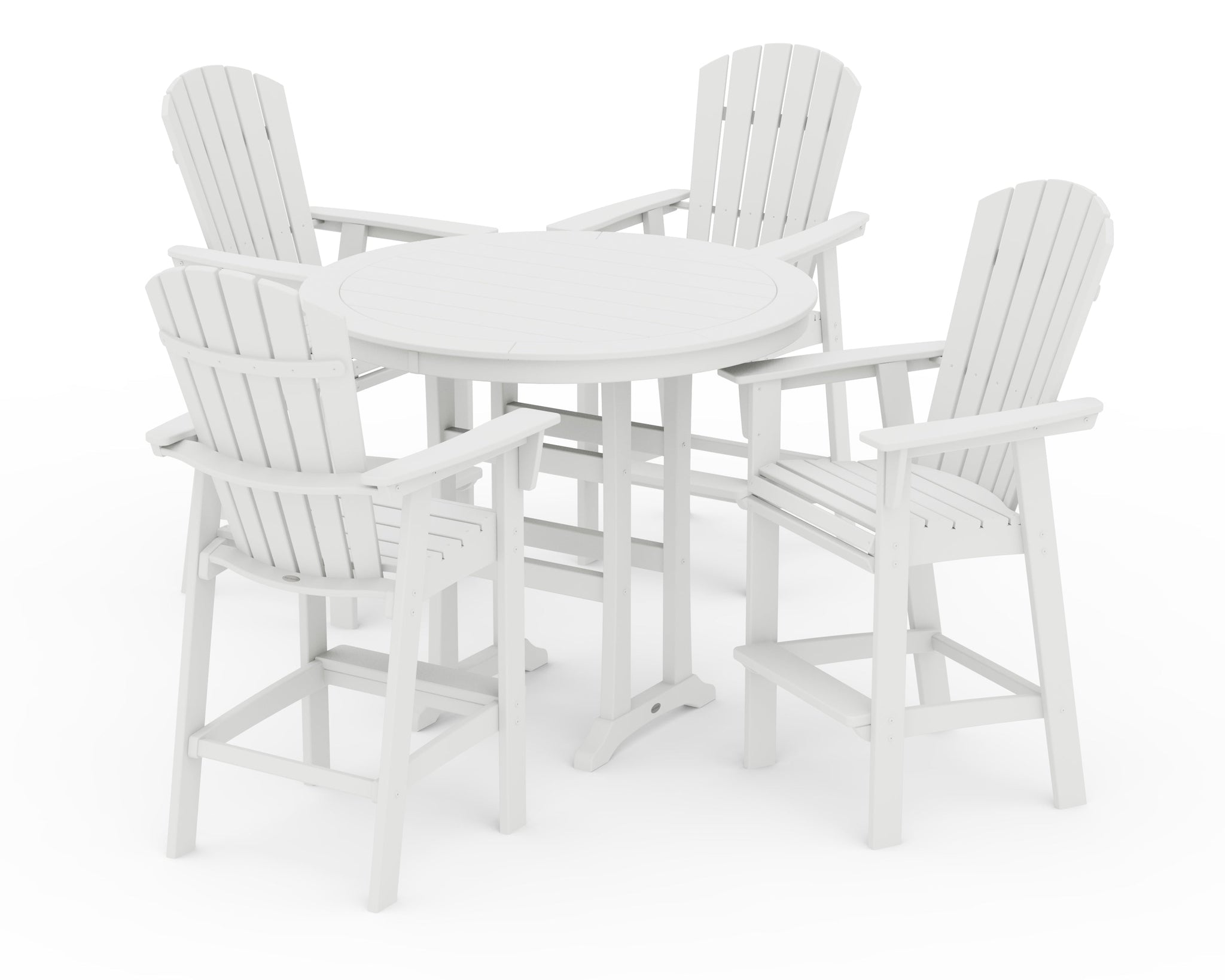 Nautical Curveback Adirondack 5-Piece Round Trestle Bar Set