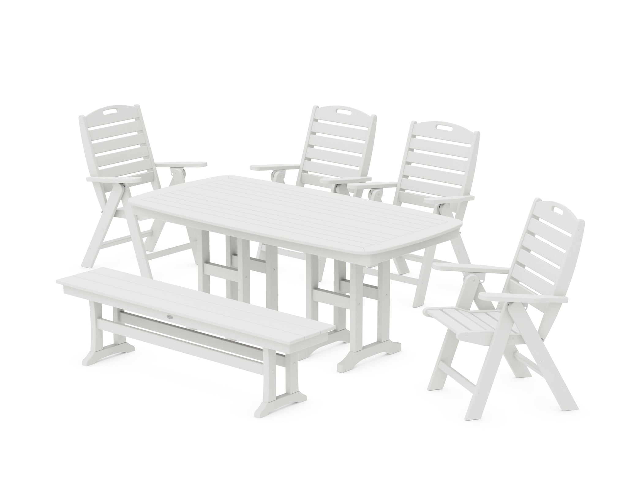 Nautical Highback 6-Piece Dining Set with Bench