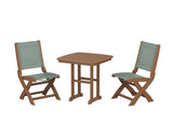 Coastal Folding Side Chair 3-Piece Dining Set