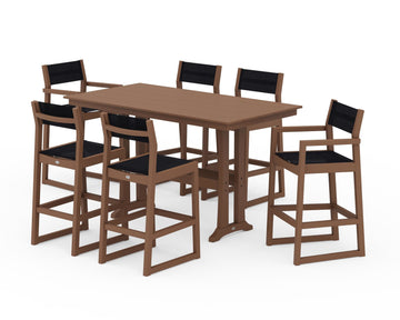 EDGE Sling 7-Piece Farmhouse Bar Set with Trestle Legs
