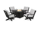 Braxton 5-Piece Deep Seating Swivel Conversation Set with Fire Pit Table