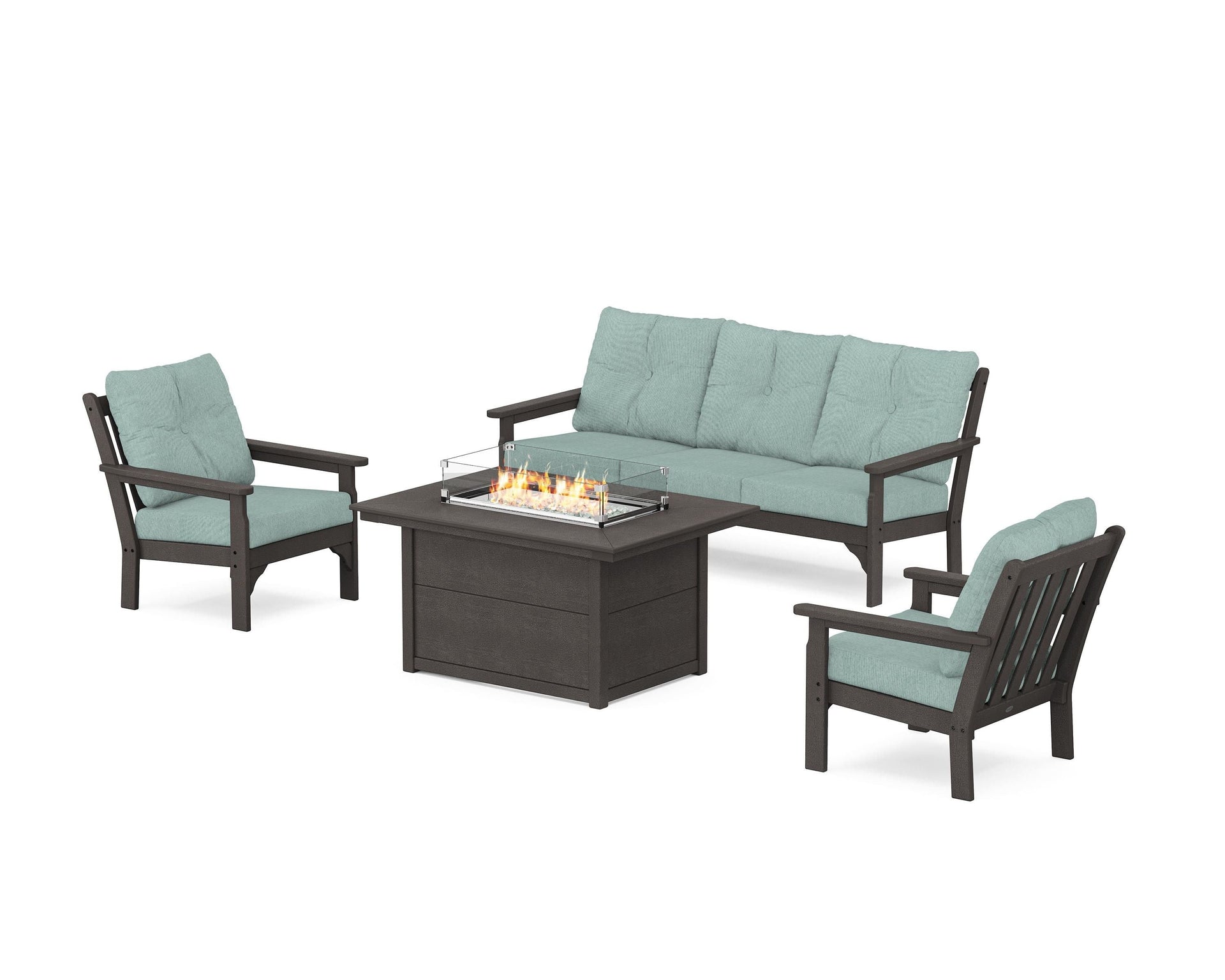 Vineyard Deep Seating Fire Pit Table Set