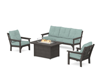 Vineyard Deep Seating Fire Pit Table Set