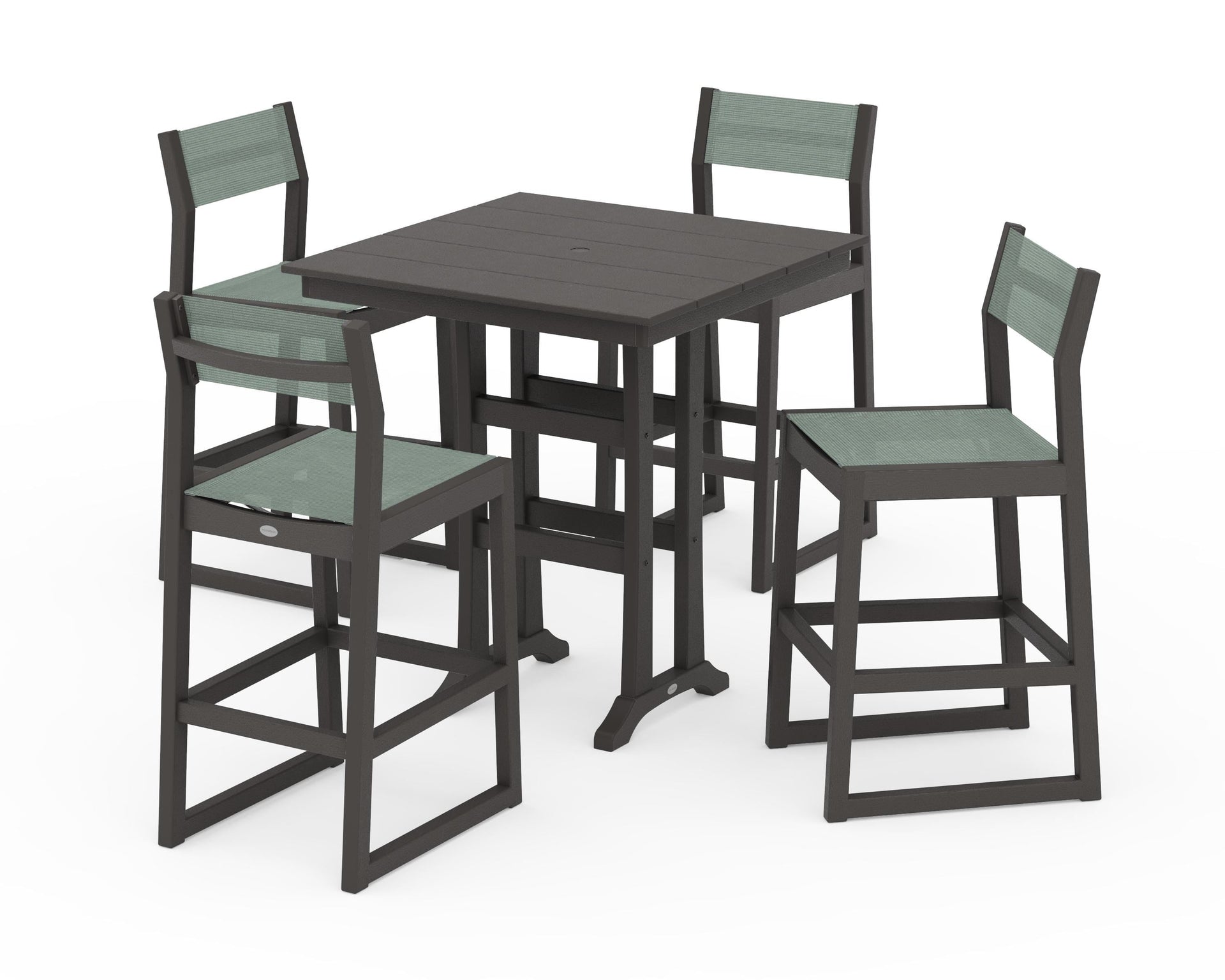 EDGE Sling Arm Chair 5-Piece Farmhouse Bar Set with Trestle Legs