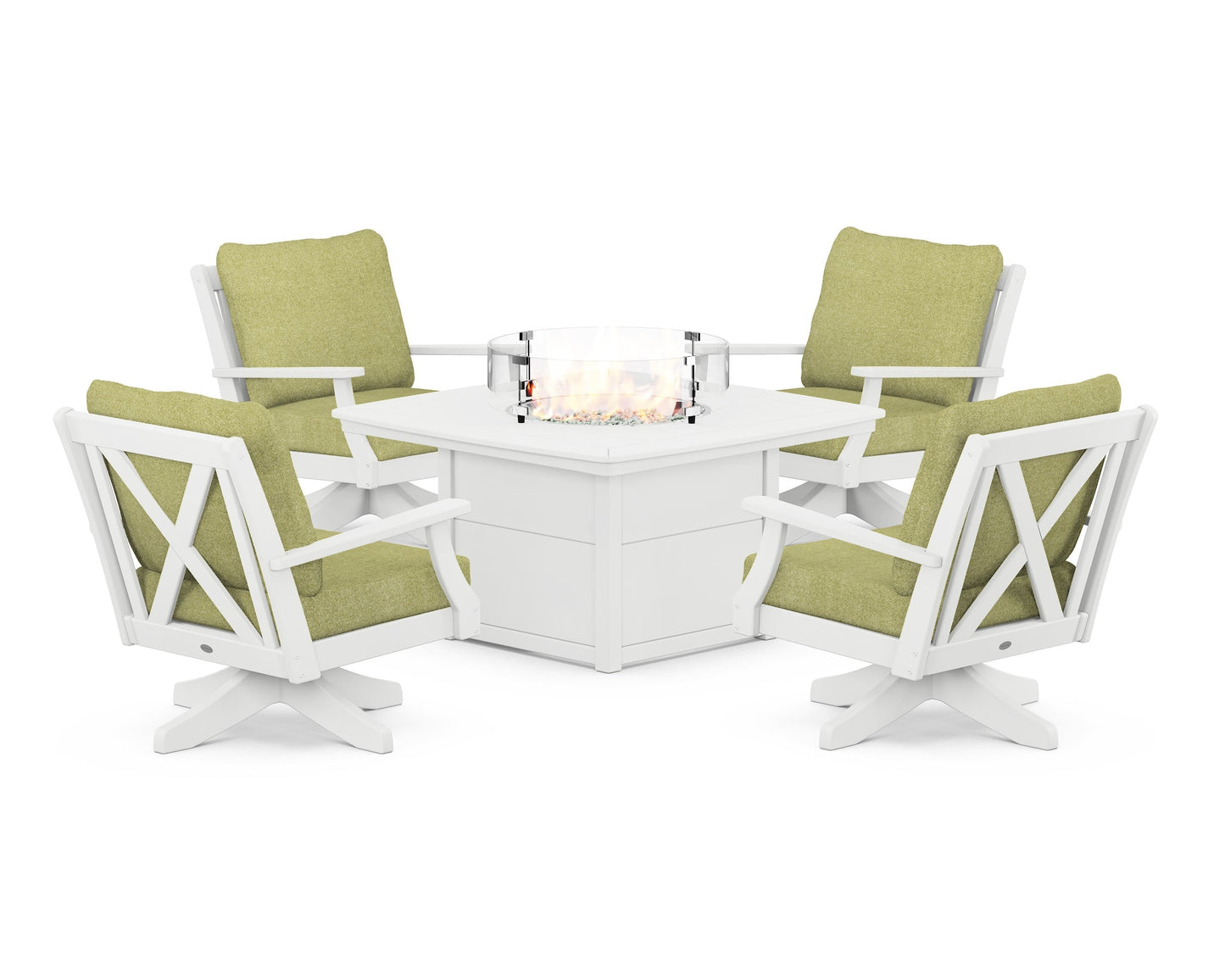 Braxton 5-Piece Deep Seating Swivel Conversation Set with Fire Pit Table