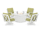 Braxton 5-Piece Deep Seating Swivel Conversation Set with Fire Pit Table