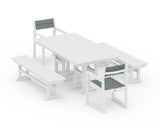 EDGE Sling Arm Chair 5-Piece Farmhouse Dining Set with Benches
