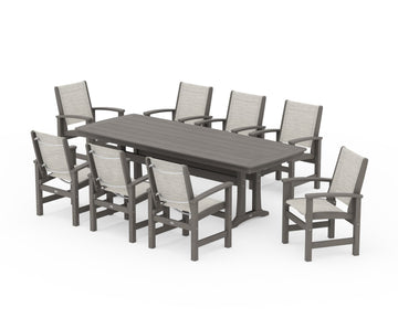 Coastal 9-Piece Dining Set with Trestle Legs