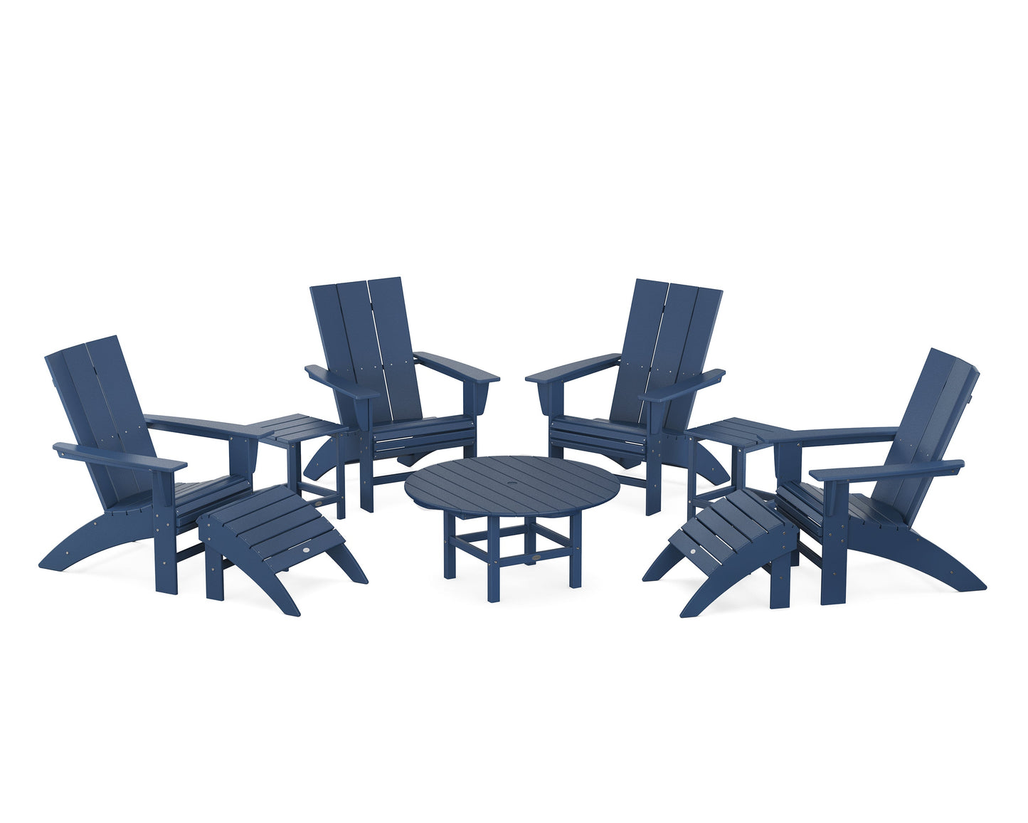 Modern Curveback Adirondack Chair 9-Piece Conversation Set