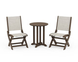 Coastal Folding Side Chair 3-Piece Round Bistro Dining Set