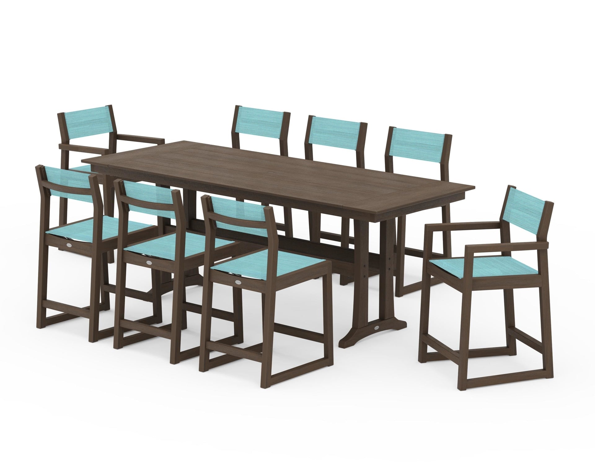 EDGE Sling 9-Piece Farmhouse Counter Set with Trestle Legs