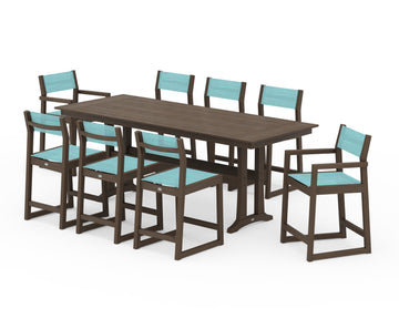 EDGE Sling 9-Piece Farmhouse Counter Set with Trestle Legs