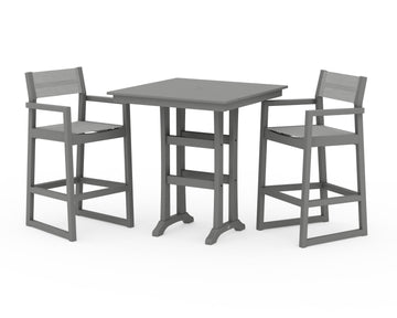 EDGE Sling Arm Chair 3-Piece Farmhouse Bar Set with Trestle Legs