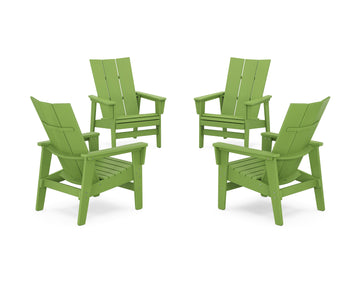 4-Piece Modern Grand Upright Adirondack Chair Conversation Set