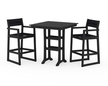 EDGE Sling Arm Chair 3-Piece Farmhouse Bar Set with Trestle Legs