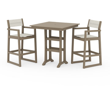 EDGE Sling Arm Chair 3-Piece Farmhouse Bar Set with Trestle Legs