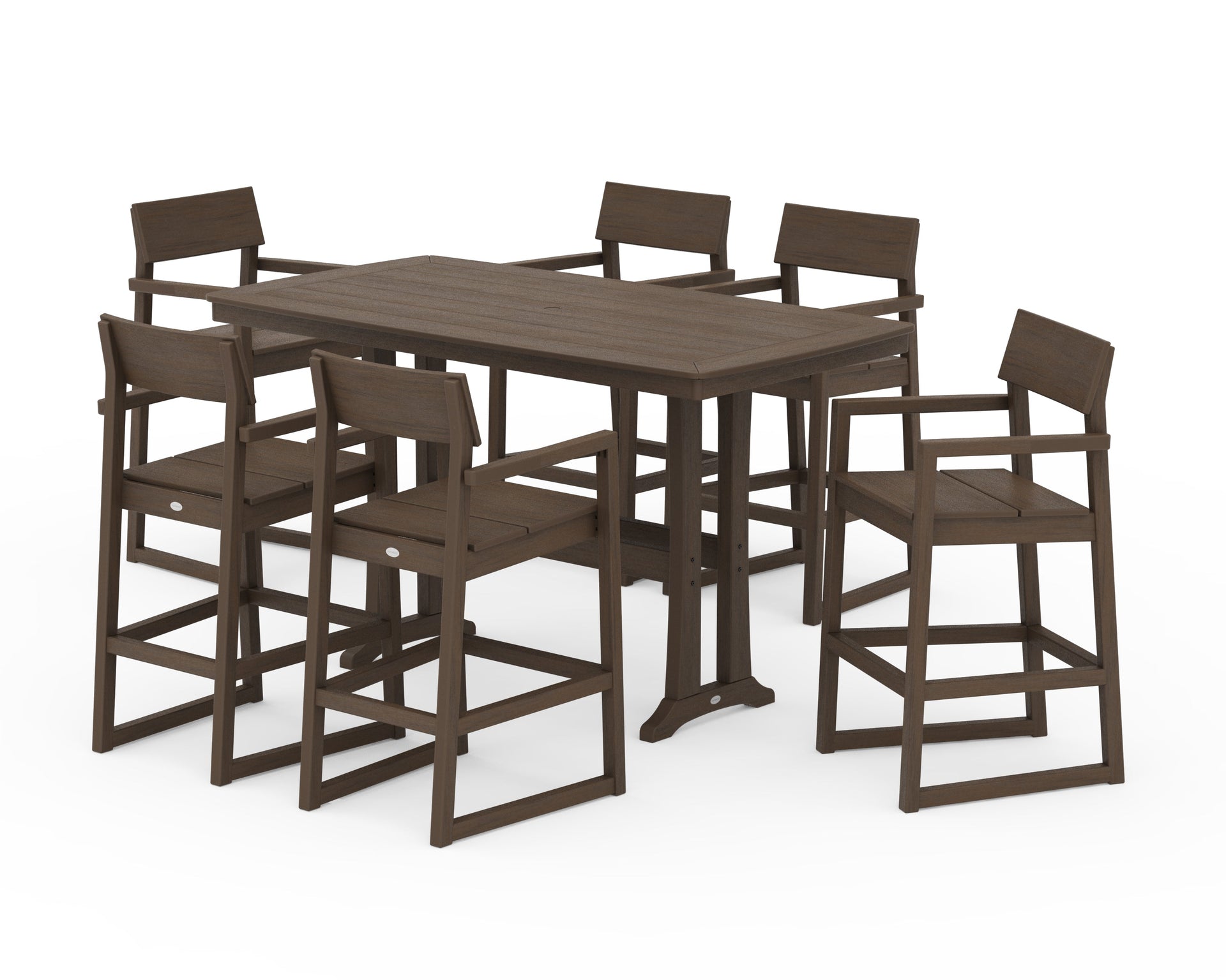 EDGE Arm Chair 7-Piece Bar Set with Trestle Legs